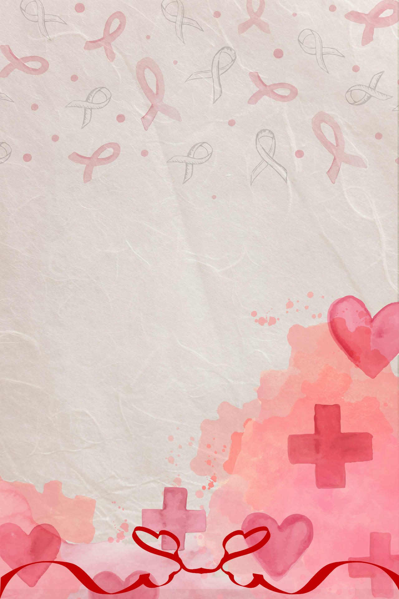 简约手绘红丝带插画世界艾滋病背景素材