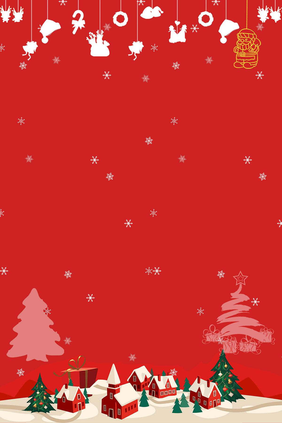 红色创意简约圣诞节海报背景