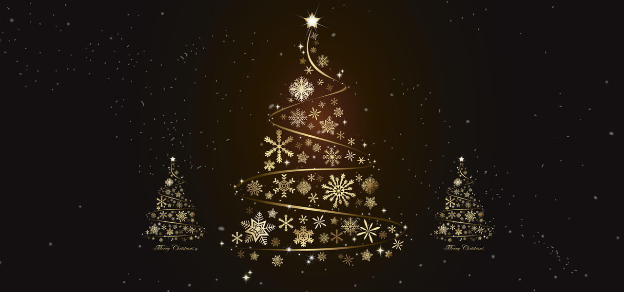 金色圣诞树大气黑色圣诞节海报背景