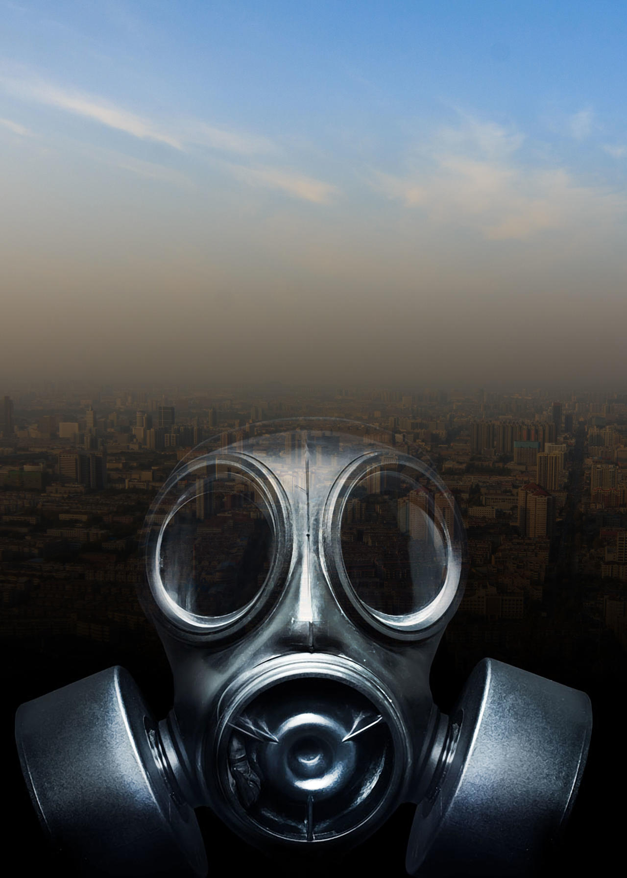 防霾面具拒绝雾霾环保公益黑色海报背景