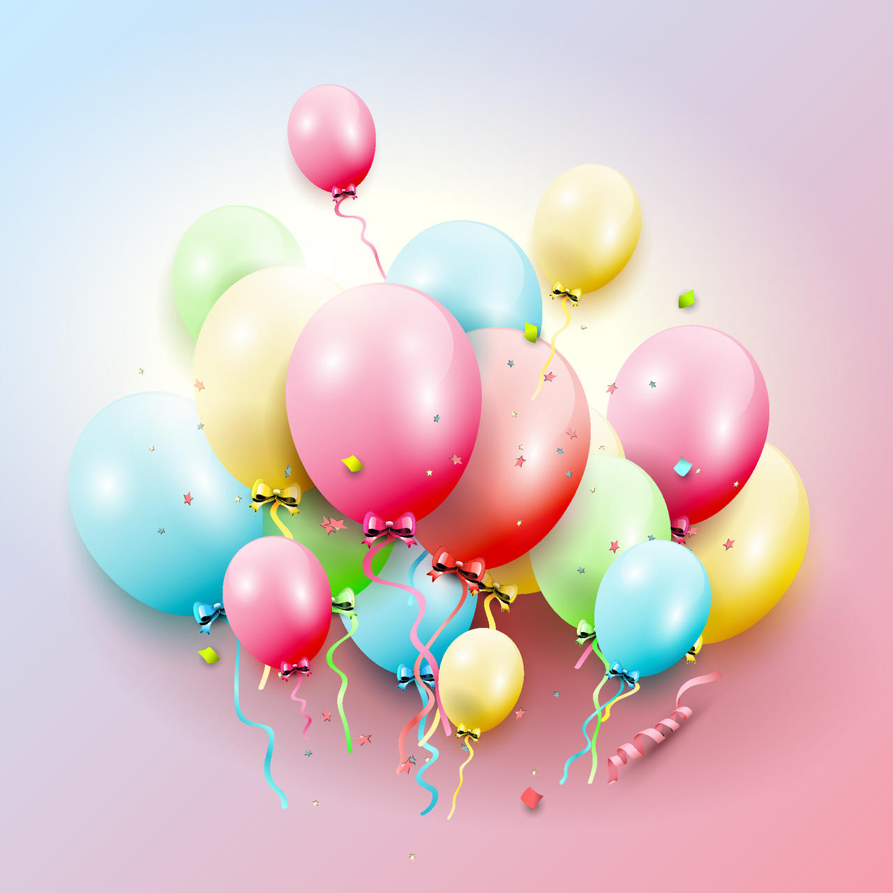粉色渐变背景生日气球装饰素材