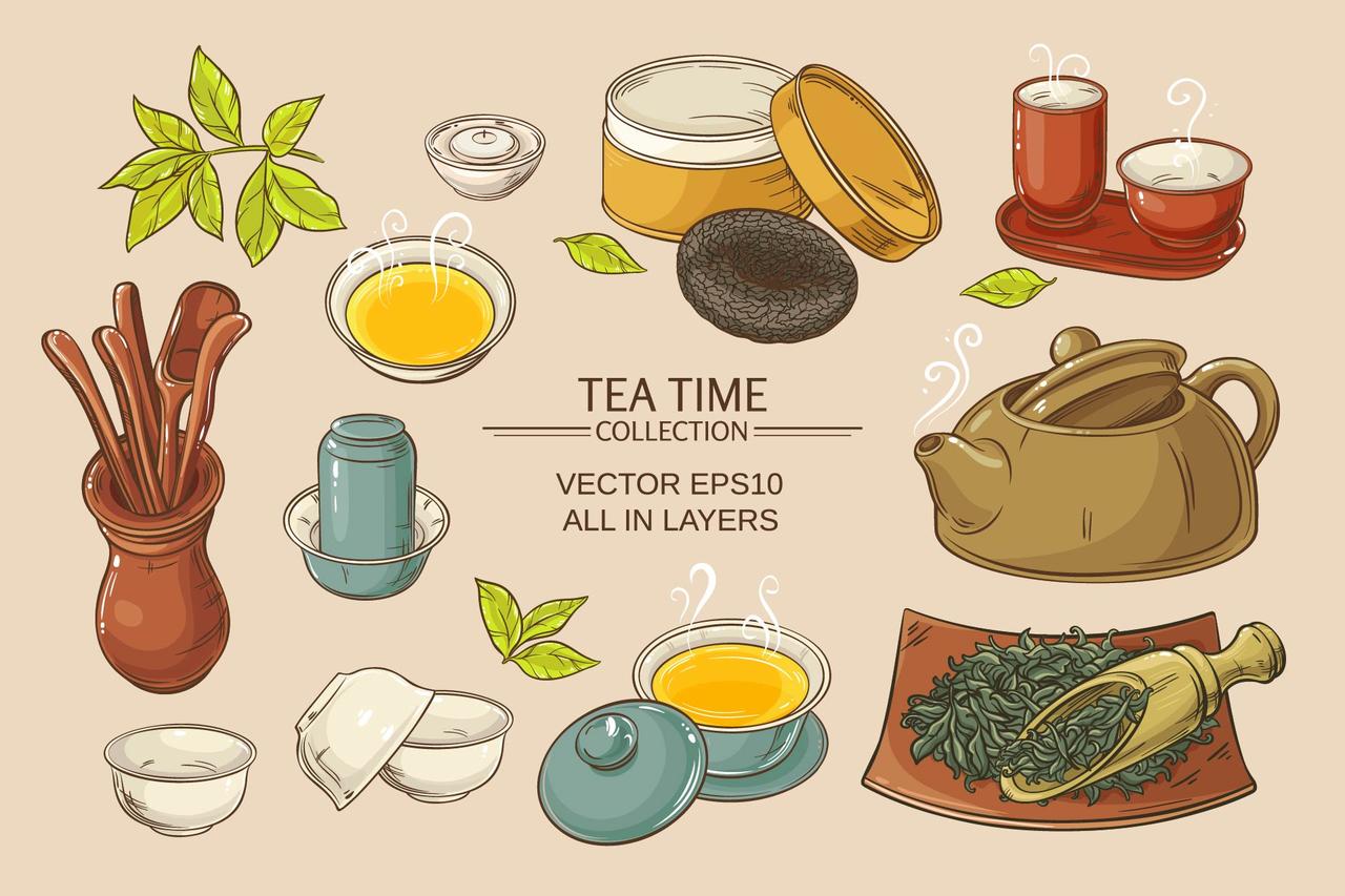 茶具茶杯茶壶茶文化卡通食物茶壶设计素材