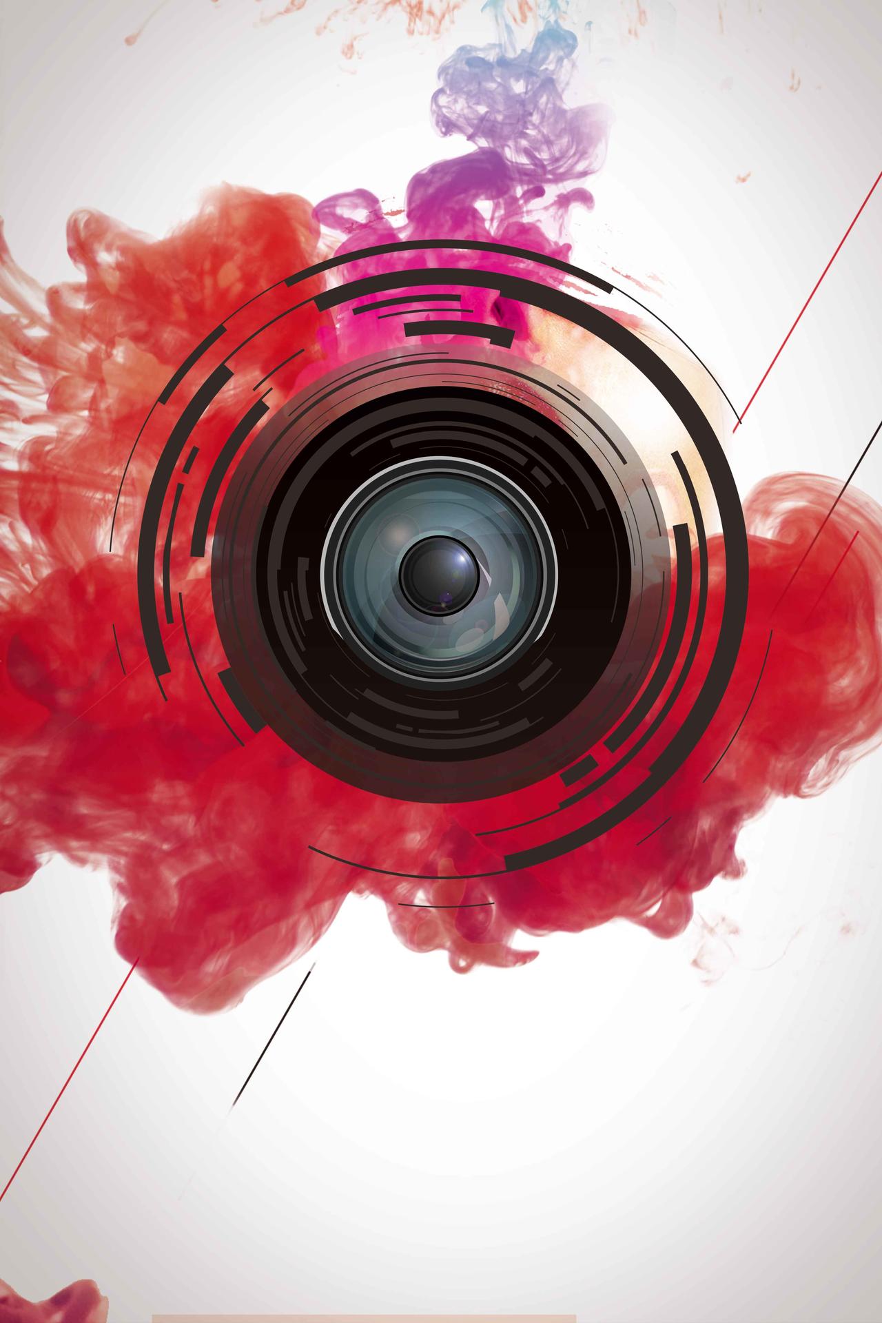 红墨汁镜头科技相机效摄影大赛摄影展宣传海报背景
