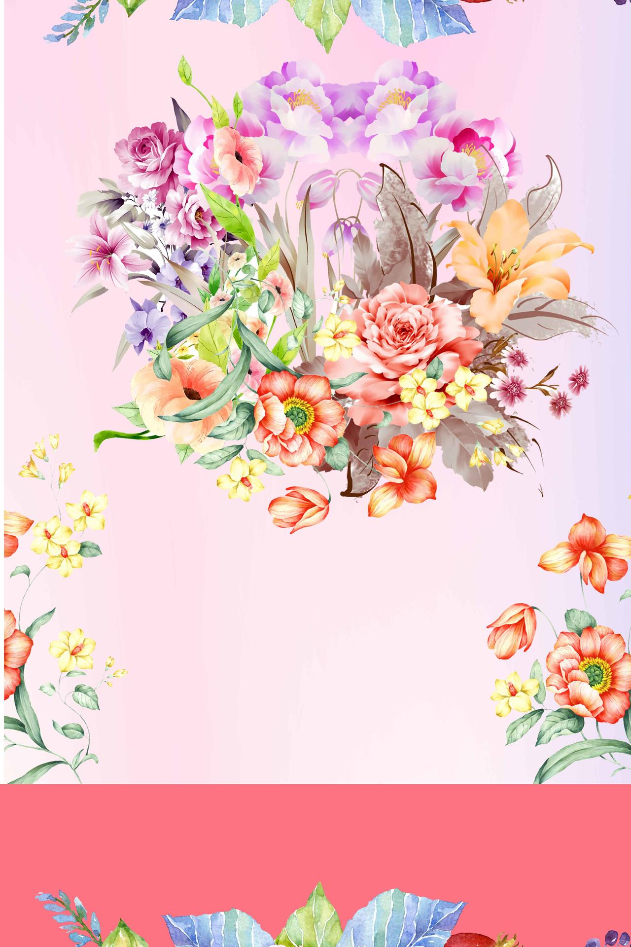 中间花卉景花朵色彩花店促销海报背景