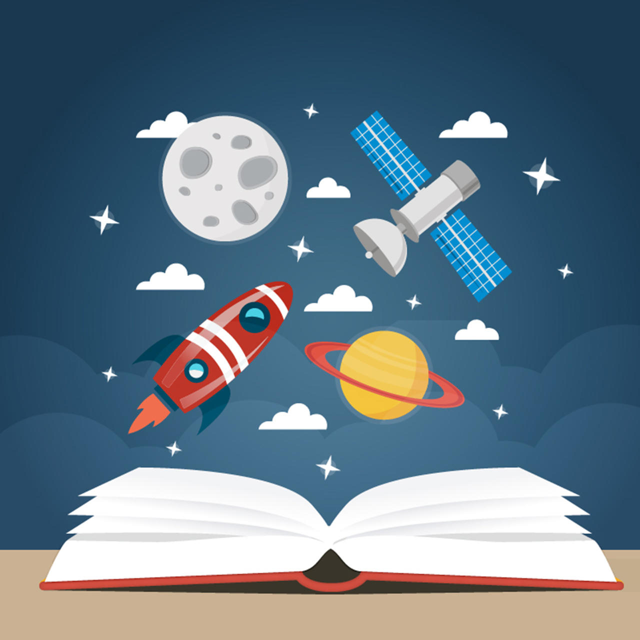 世界图书日学习书本读书节地球火箭宇宙