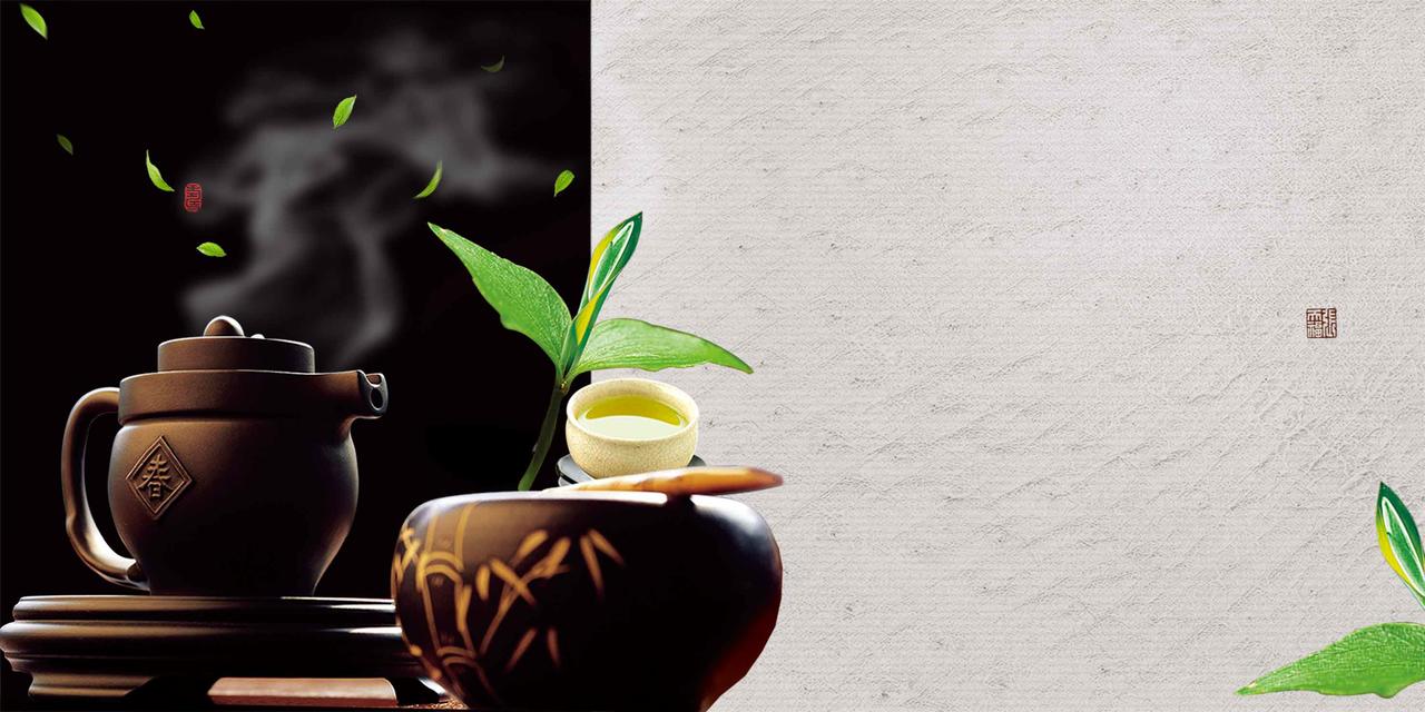 咖啡色茶道茶具茶道文化新茶上市海报背景