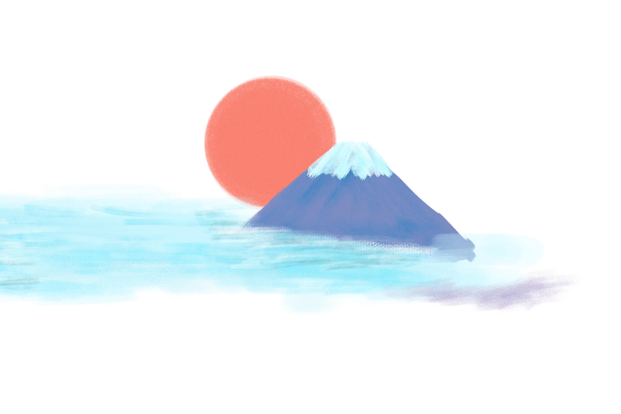日本富士山插画风景素材