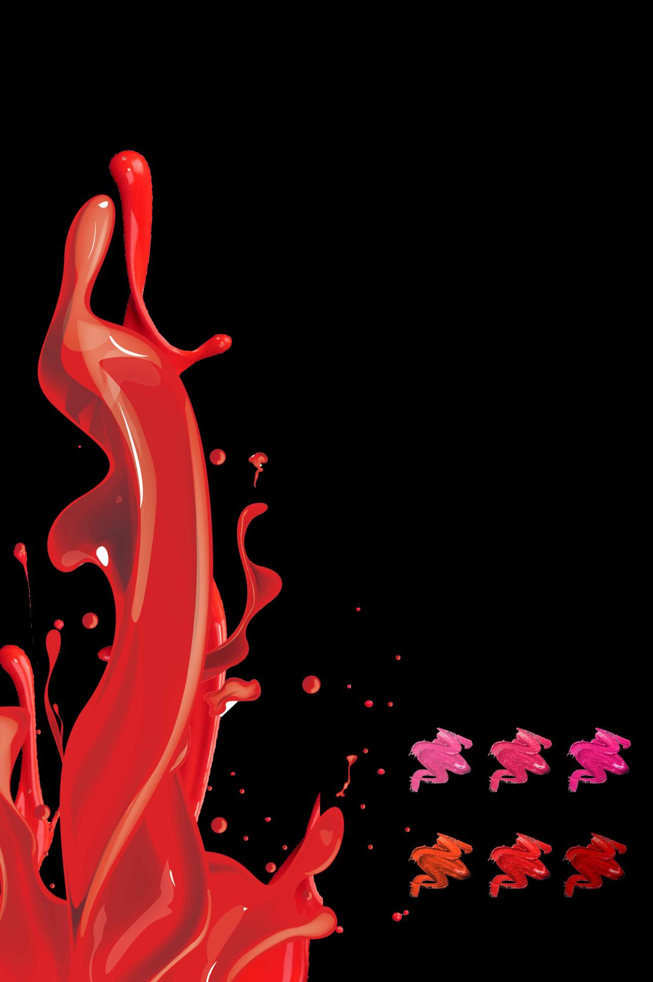黑红形状物体卡通美妆口红海报背景