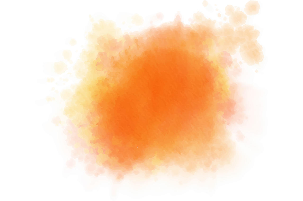 橘色水彩晕染水墨效果笔刷png元素
