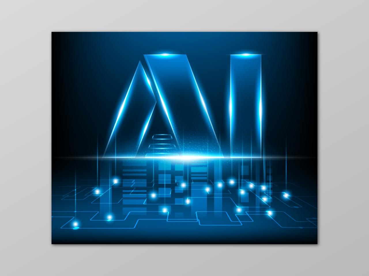 蓝色科技人工智能AI光效背景海报