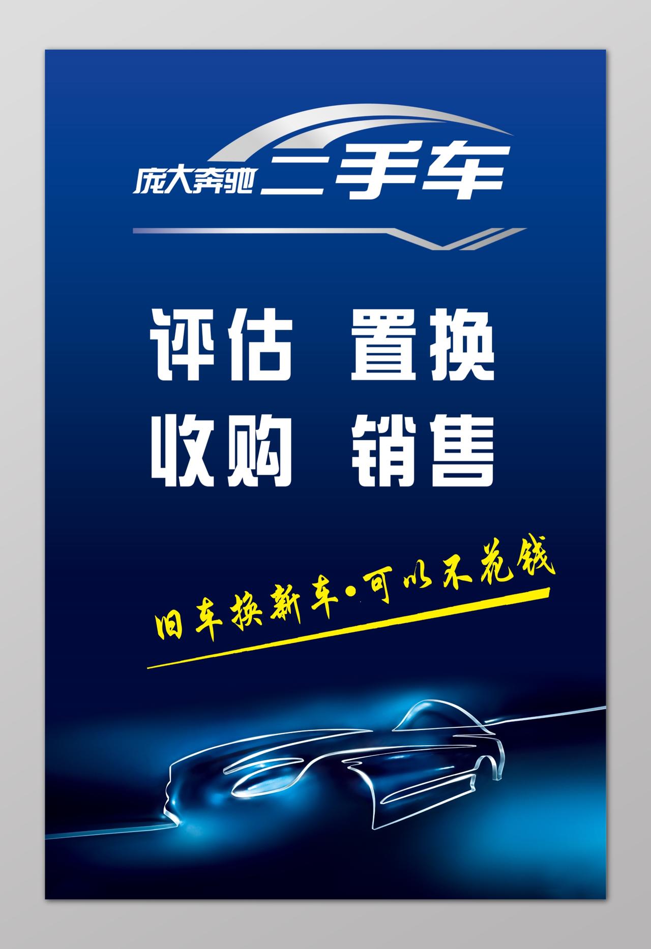 二手车评估置换收购销售海报设计