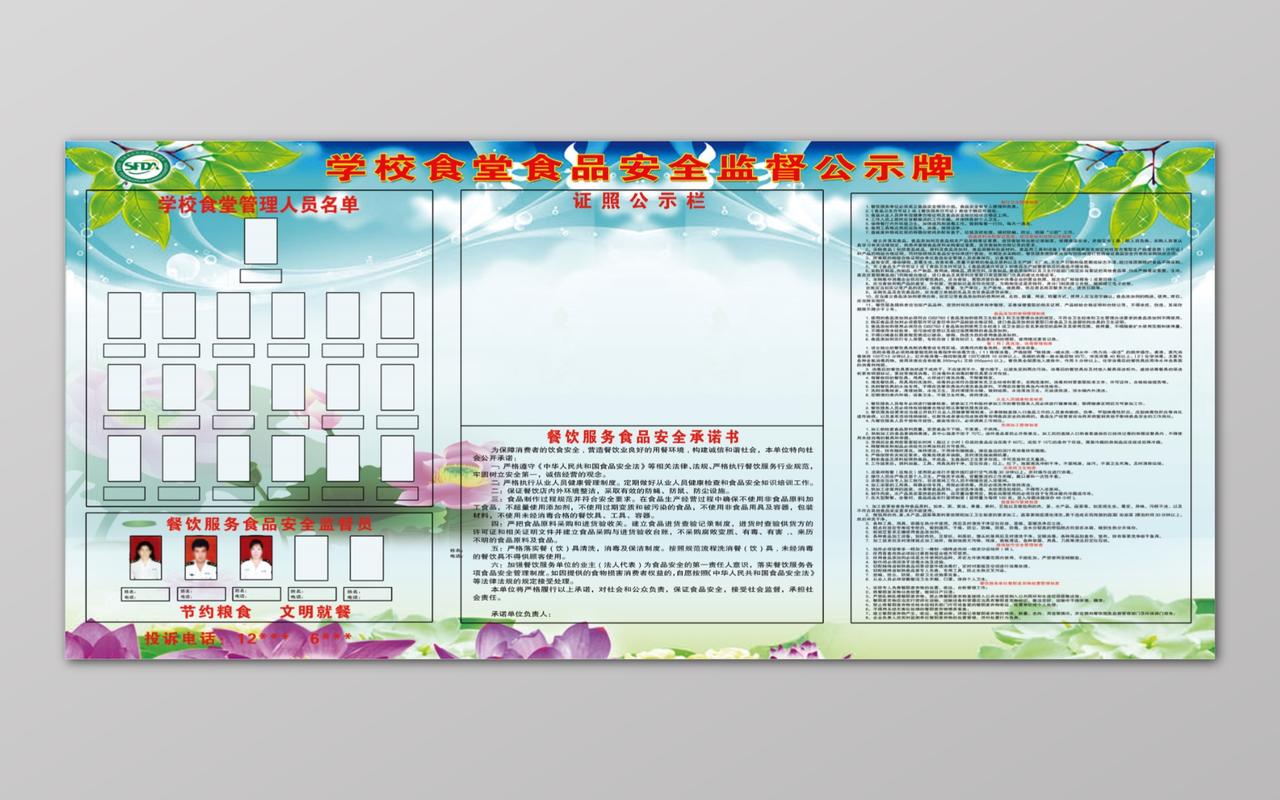 学校食堂管理食品安全监督公示牌宣传栏