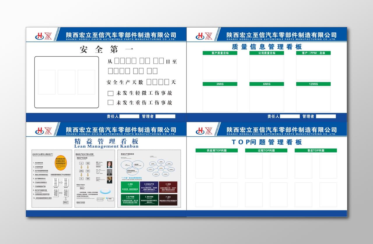 汽车制造公司安全生产质量信息管理看板