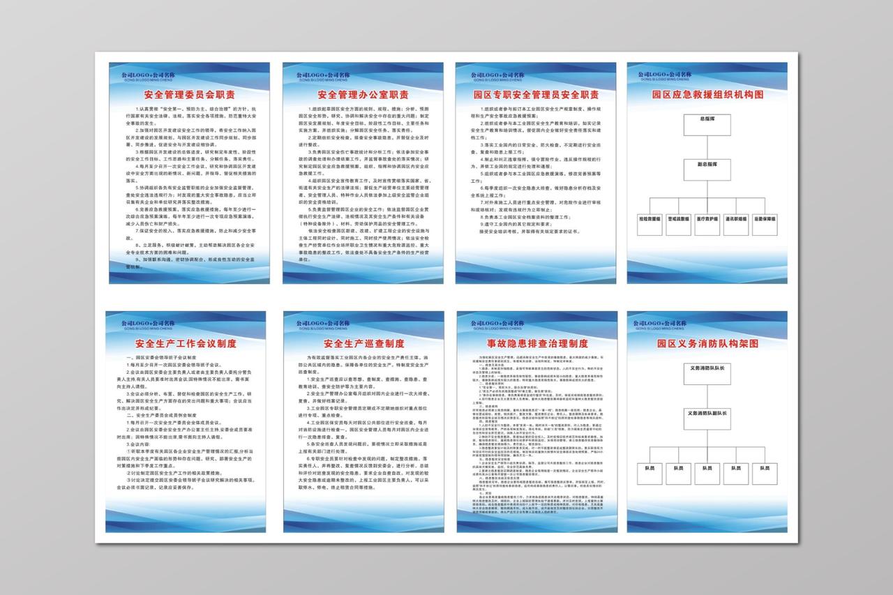 公司企业安全管理职责急救组织机构图等制度牌