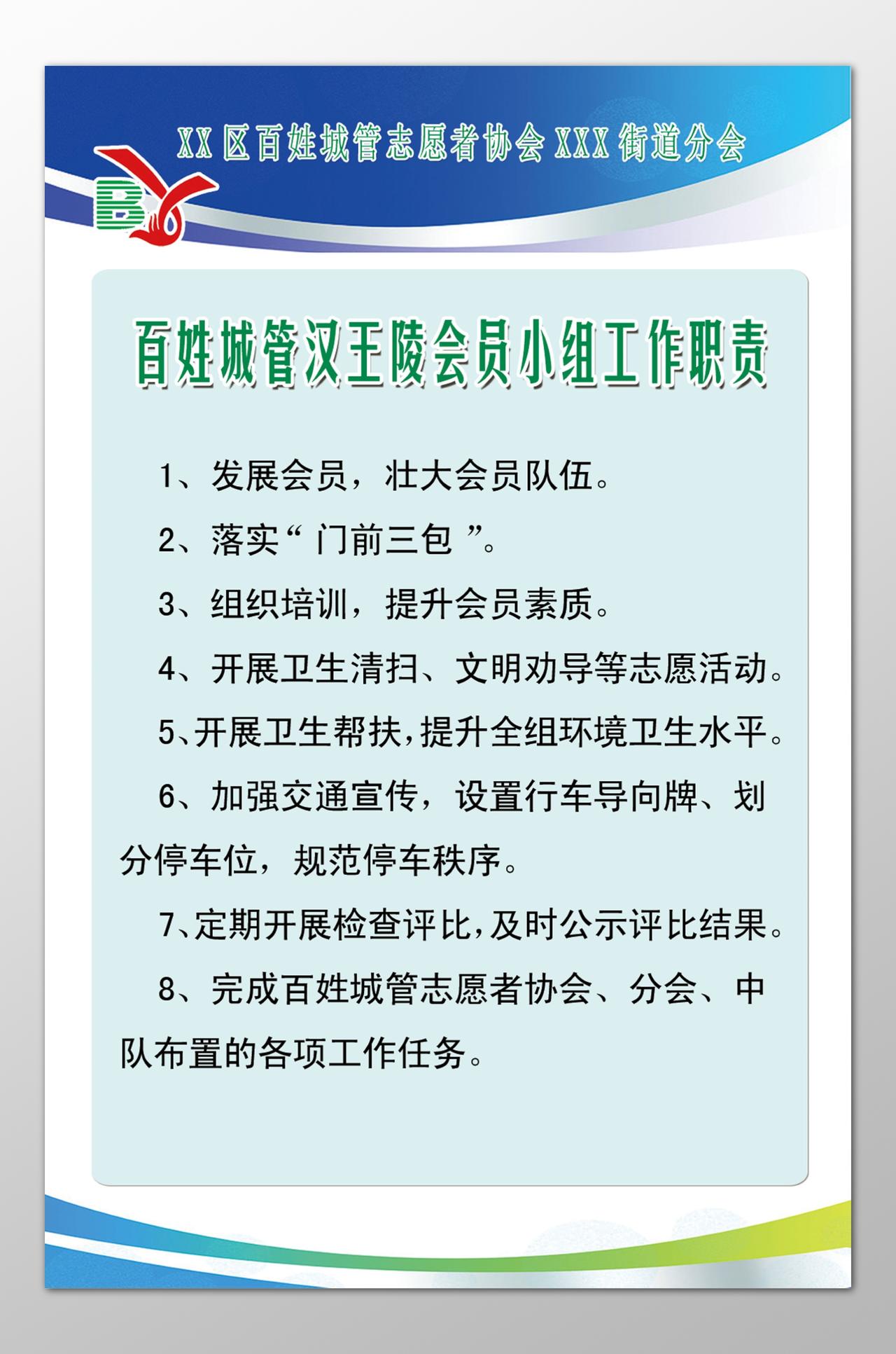 百姓城管会员小组工作职责制度牌