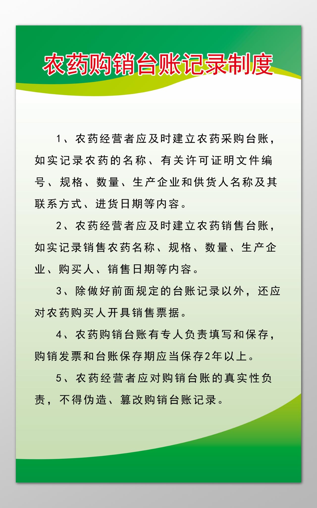 农药经营者农药购销台账记录制度牌