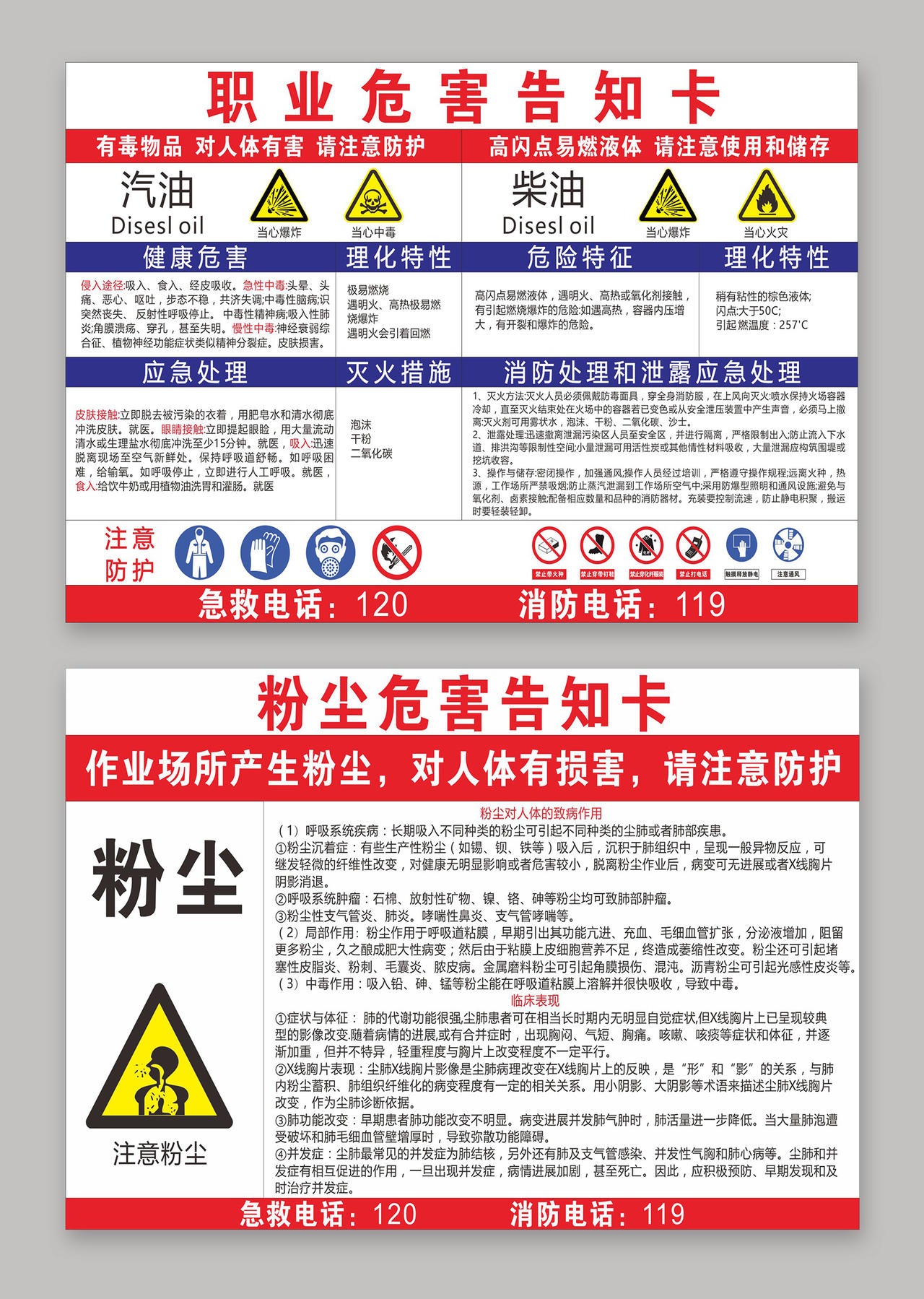 职业粉尘危害告知卡海报