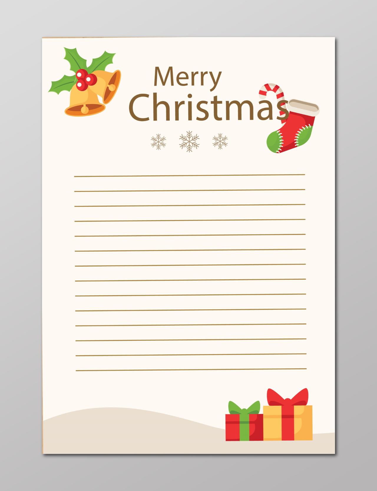 圣诞伞柄糖果圣诞袜子铃铛圣诞节信纸设计