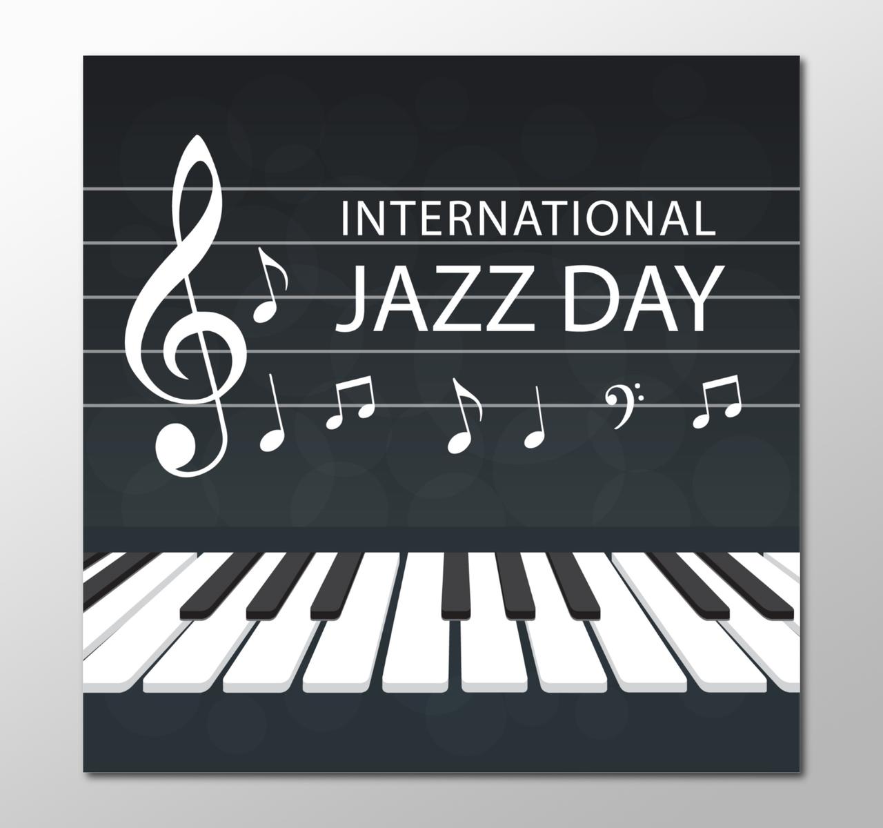 黑白风格jazzday钢琴培训海报