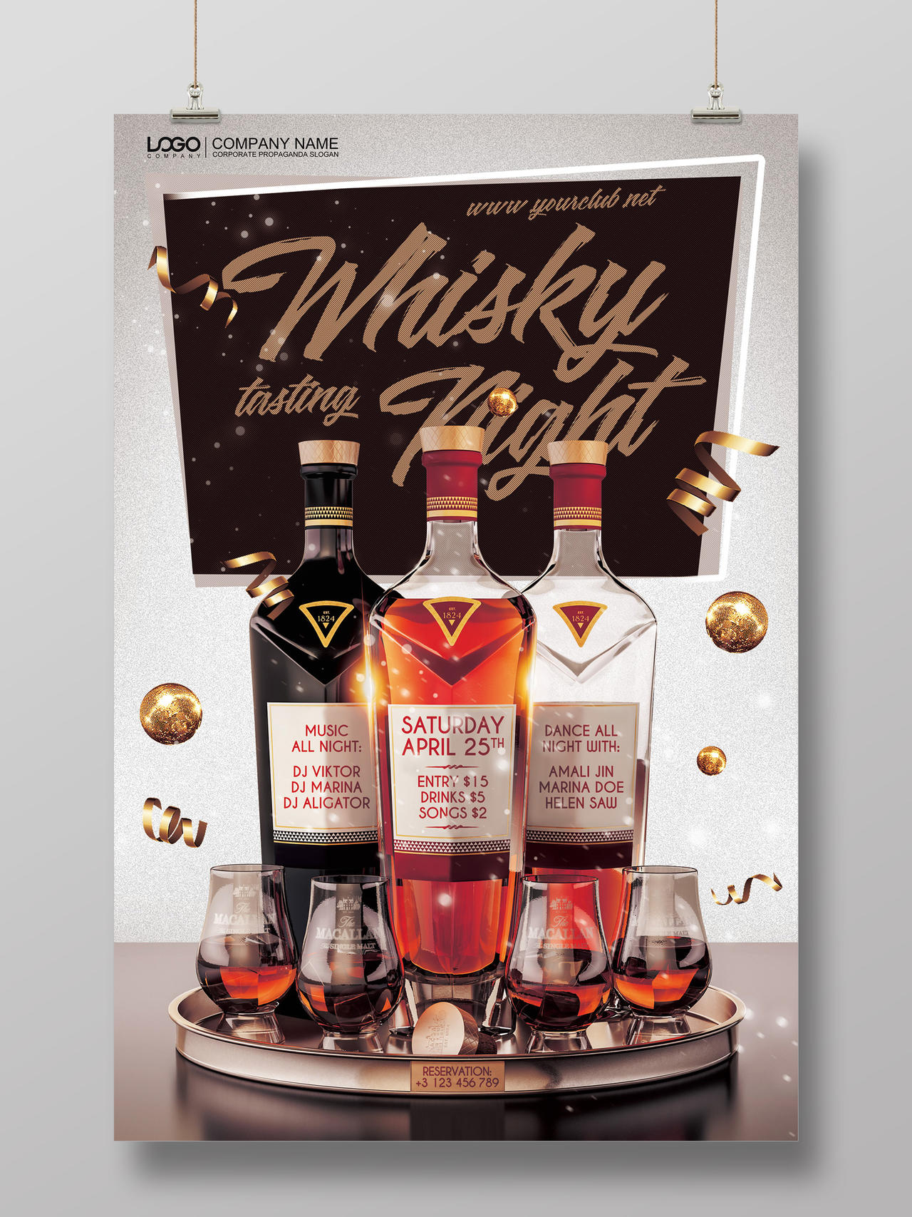 洋酒红酒威士忌酒水促销酒吧宣传广告海报设计