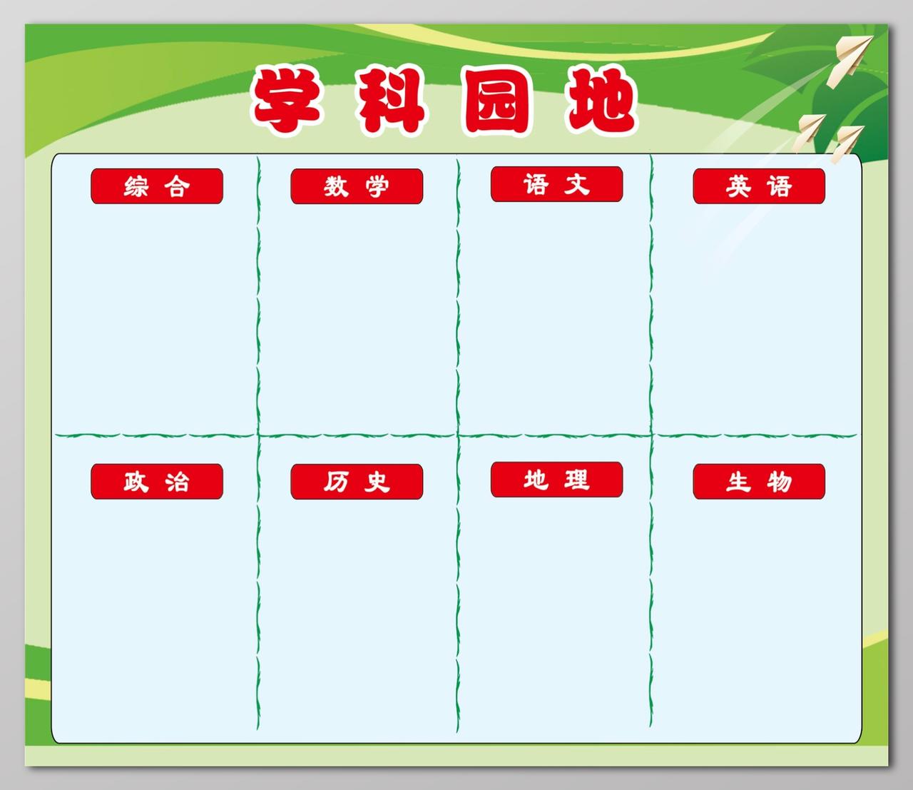 学科园地班级文化学校展板设计