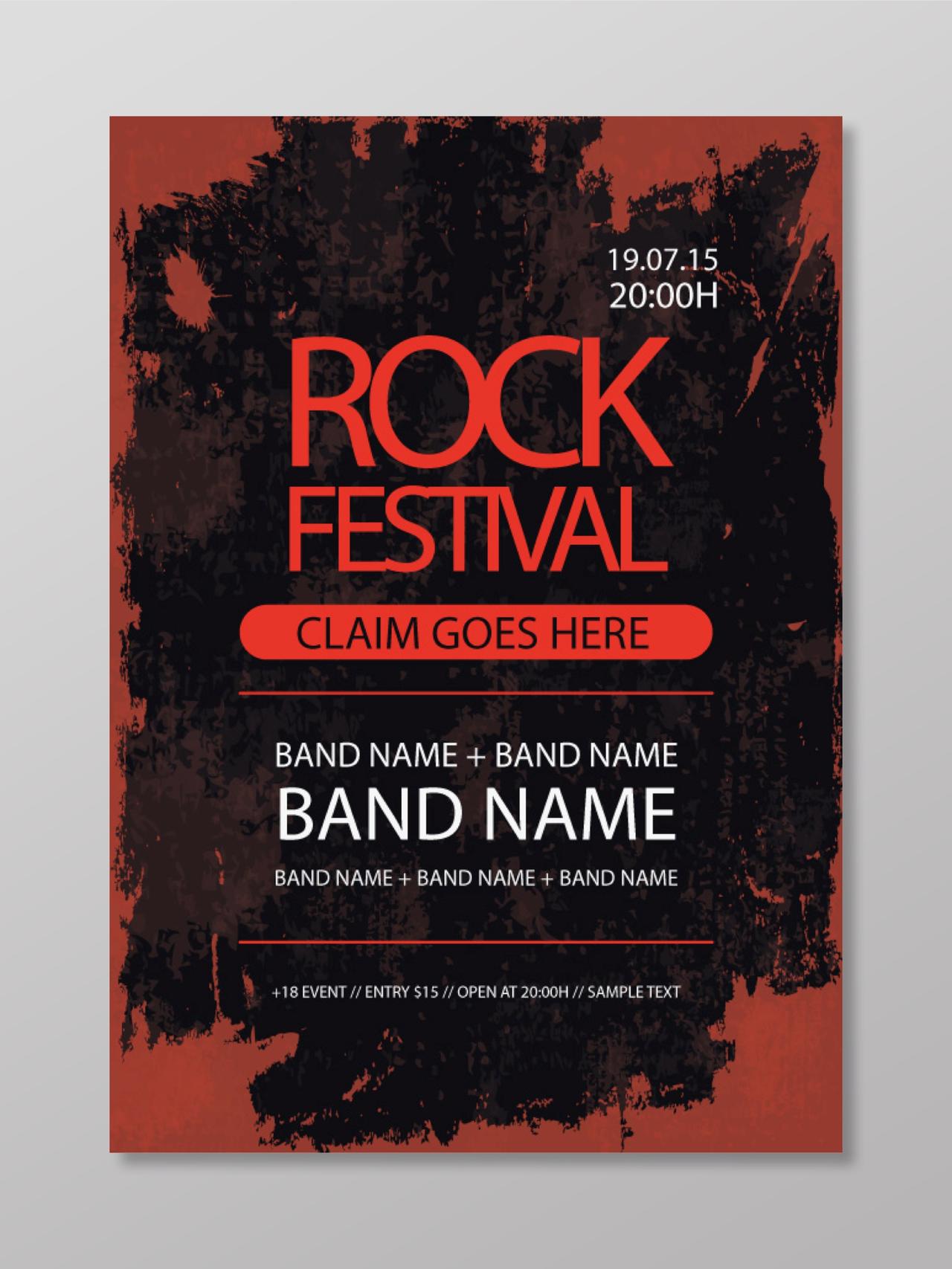 黑色摇滚音乐Rock festival 音乐节海报