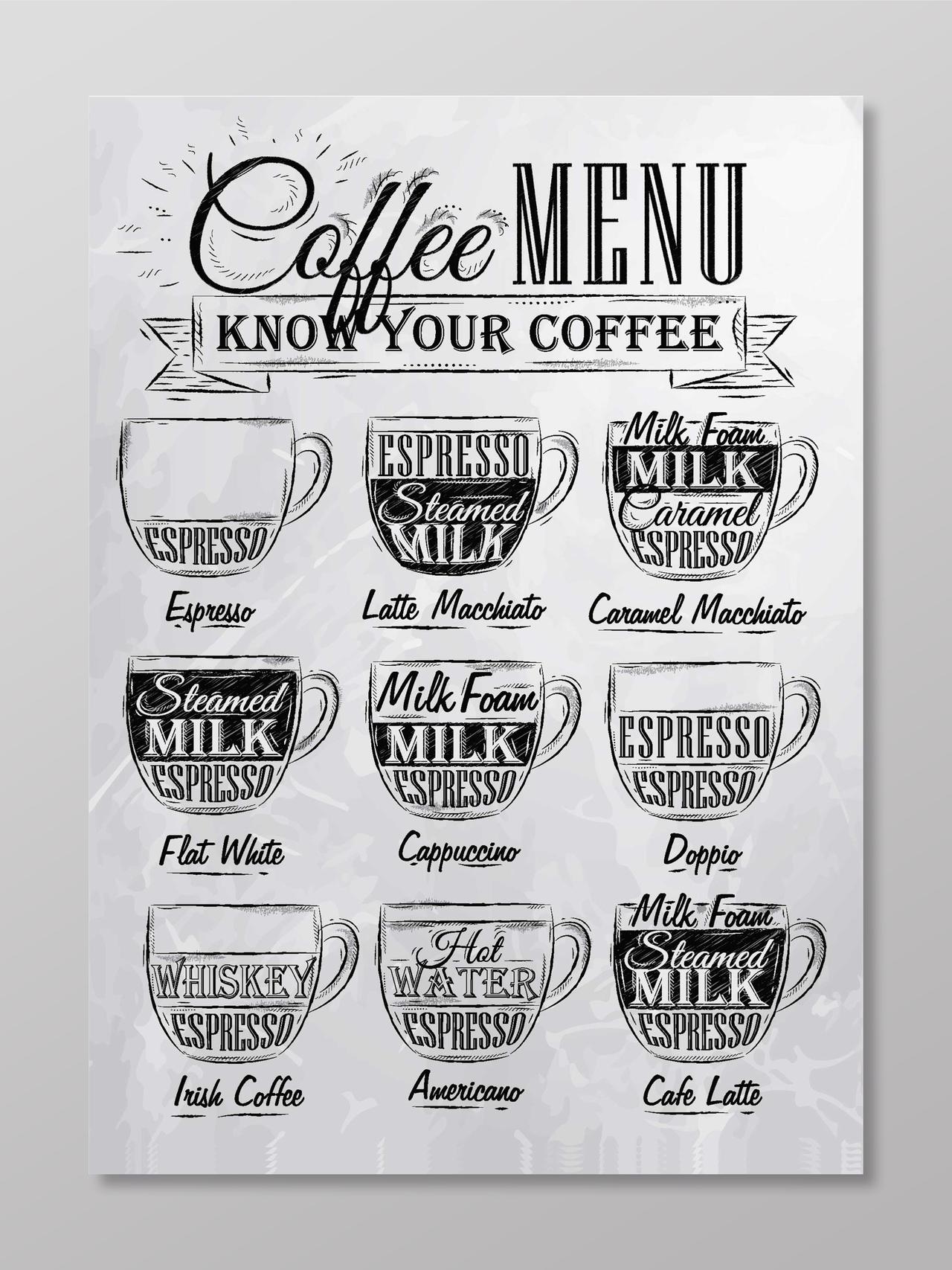 灰色咖啡菜单Coffee Menu