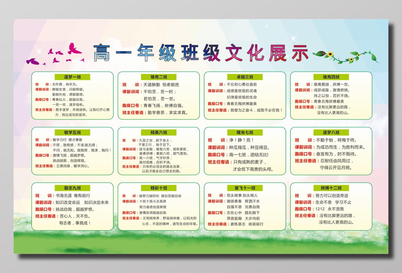 学校班级文化班训展示展板