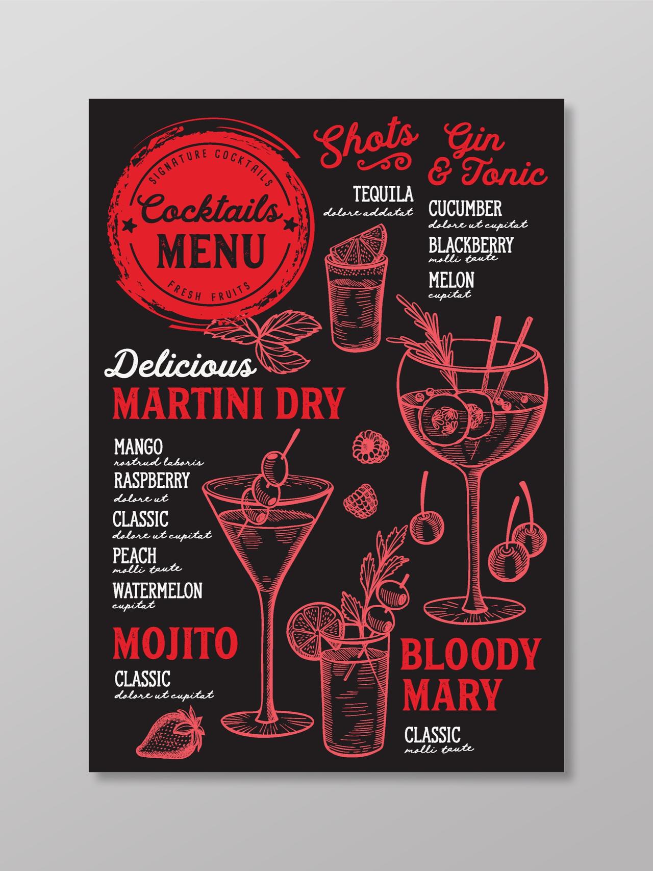黑色饮料menu海报