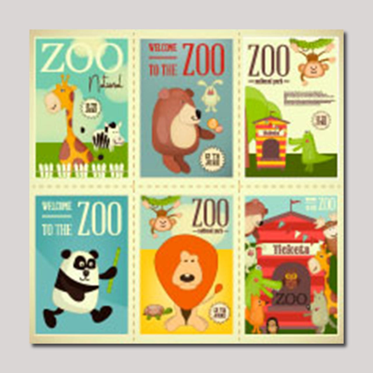 卡通动物形象动物园门票卡券