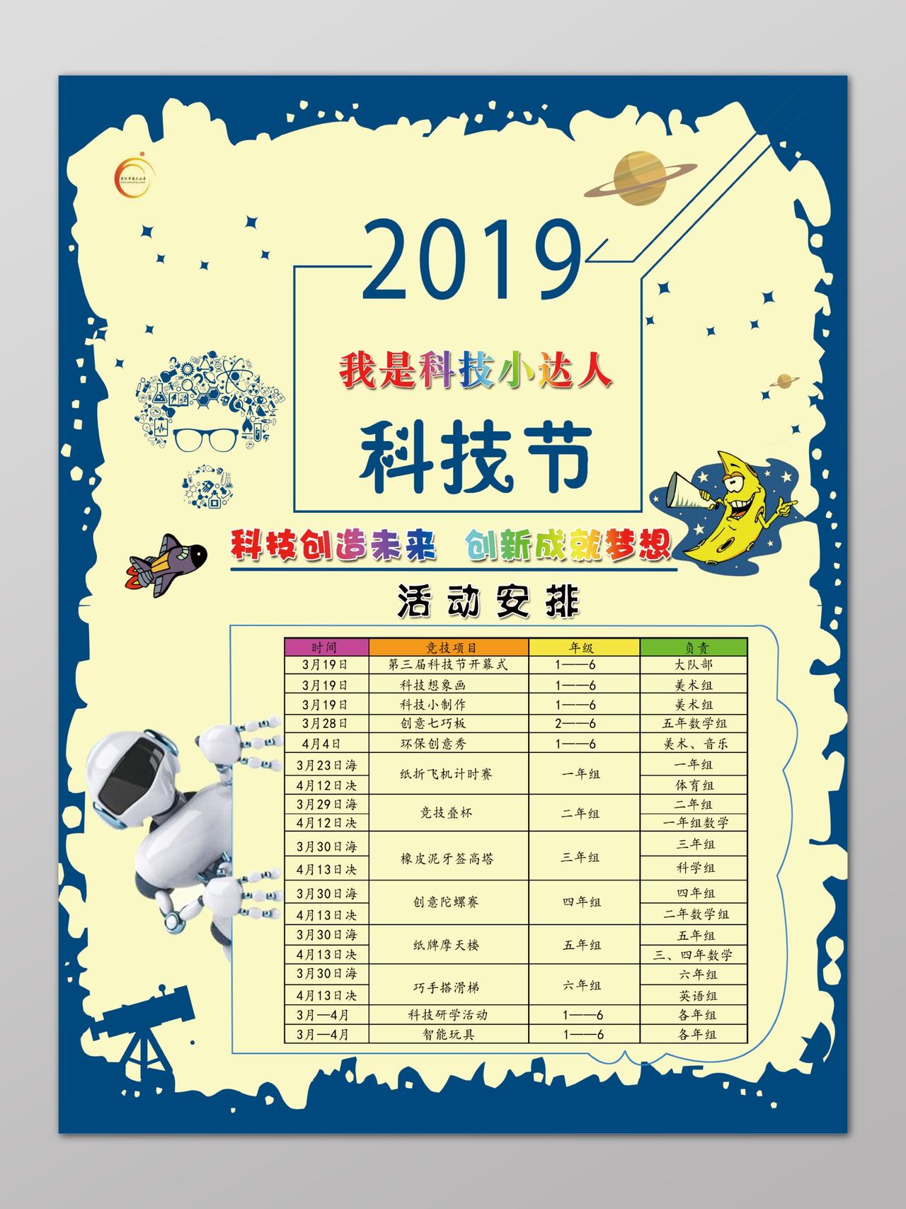 2019科技节我是科技小达人活动安排流程图海报