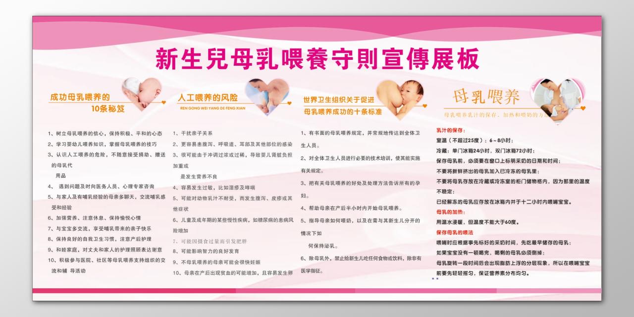 母乳喂养周新生儿喂养守则成功人工喂养宣传栏