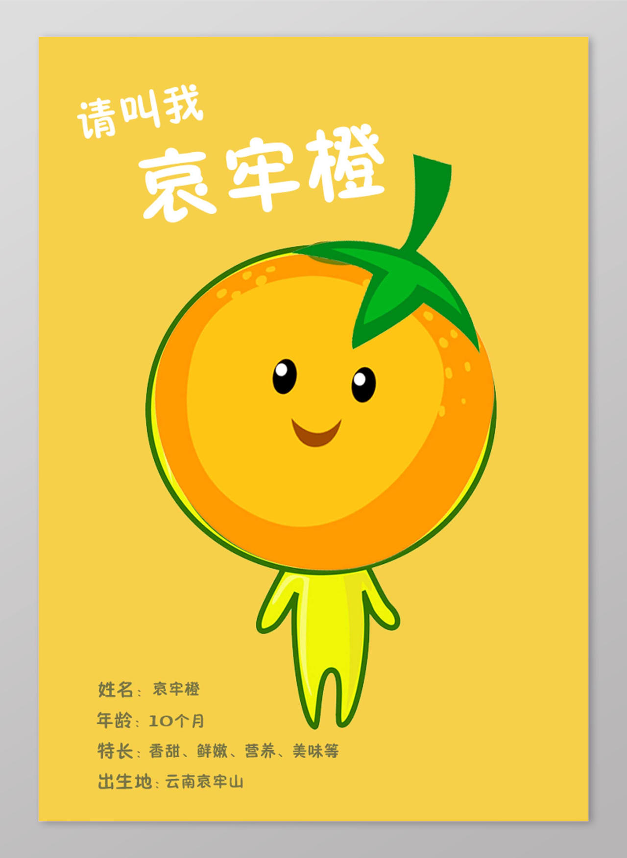 哀牢橙卡通橙子生鲜新鲜水果海报