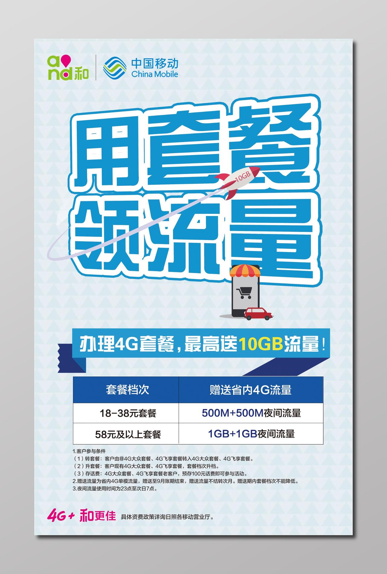 用套餐领流量中国移动通讯海报