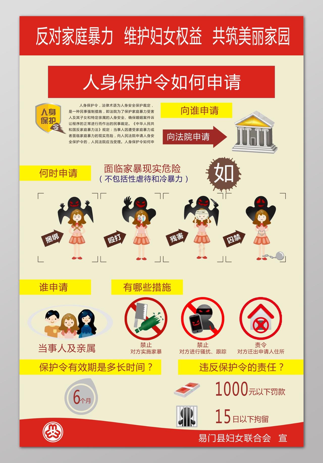 红边图文反对家庭暴力宣传单