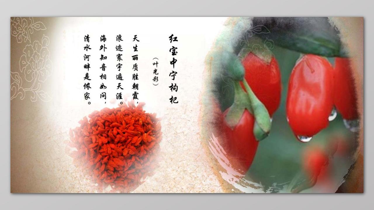 复古风花纹红宝中宁枸杞农副产品宣传展板