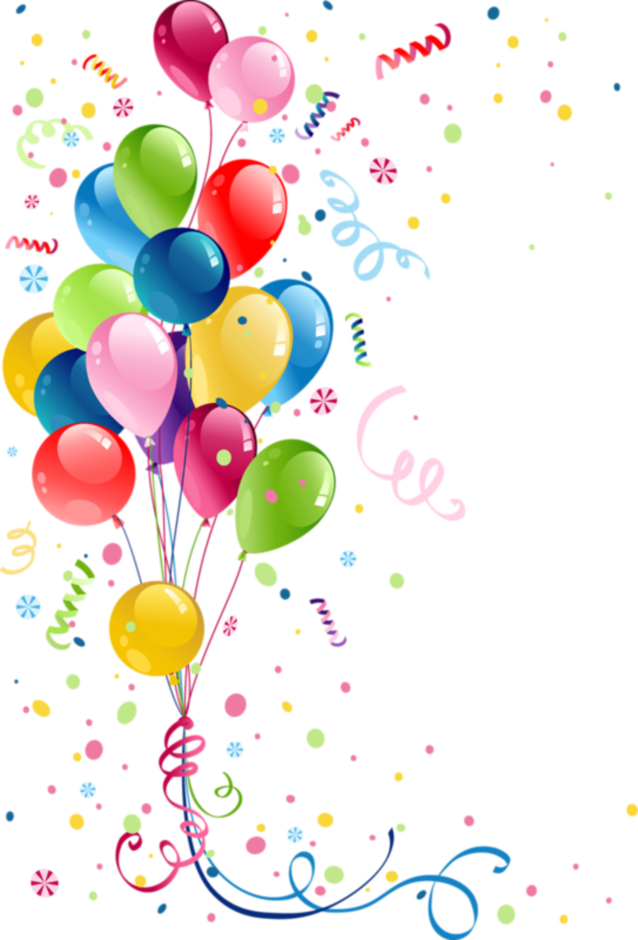彩色装饰生日气球彩带素材