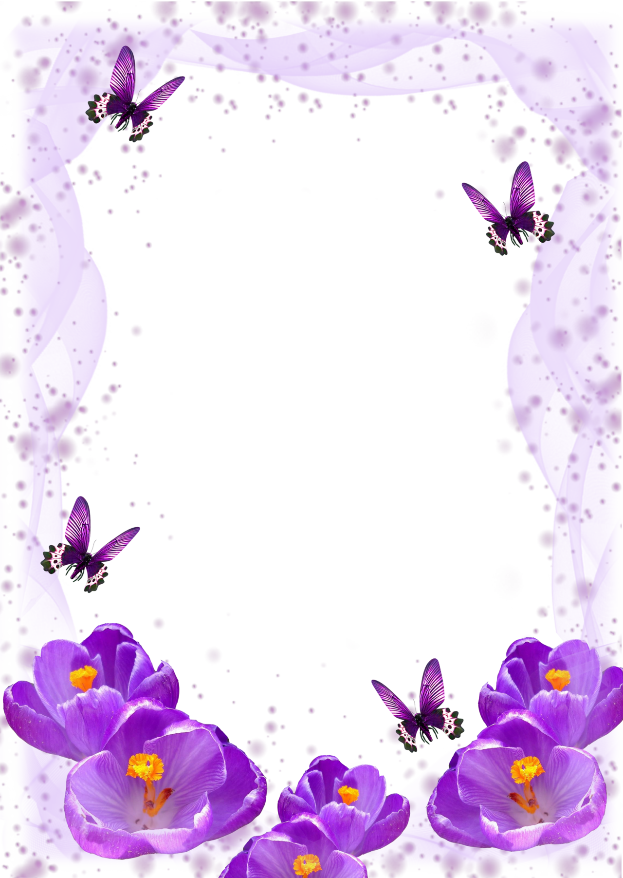 紫色蝴蝶花朵花边小清新花边边框png免费下载 图星人