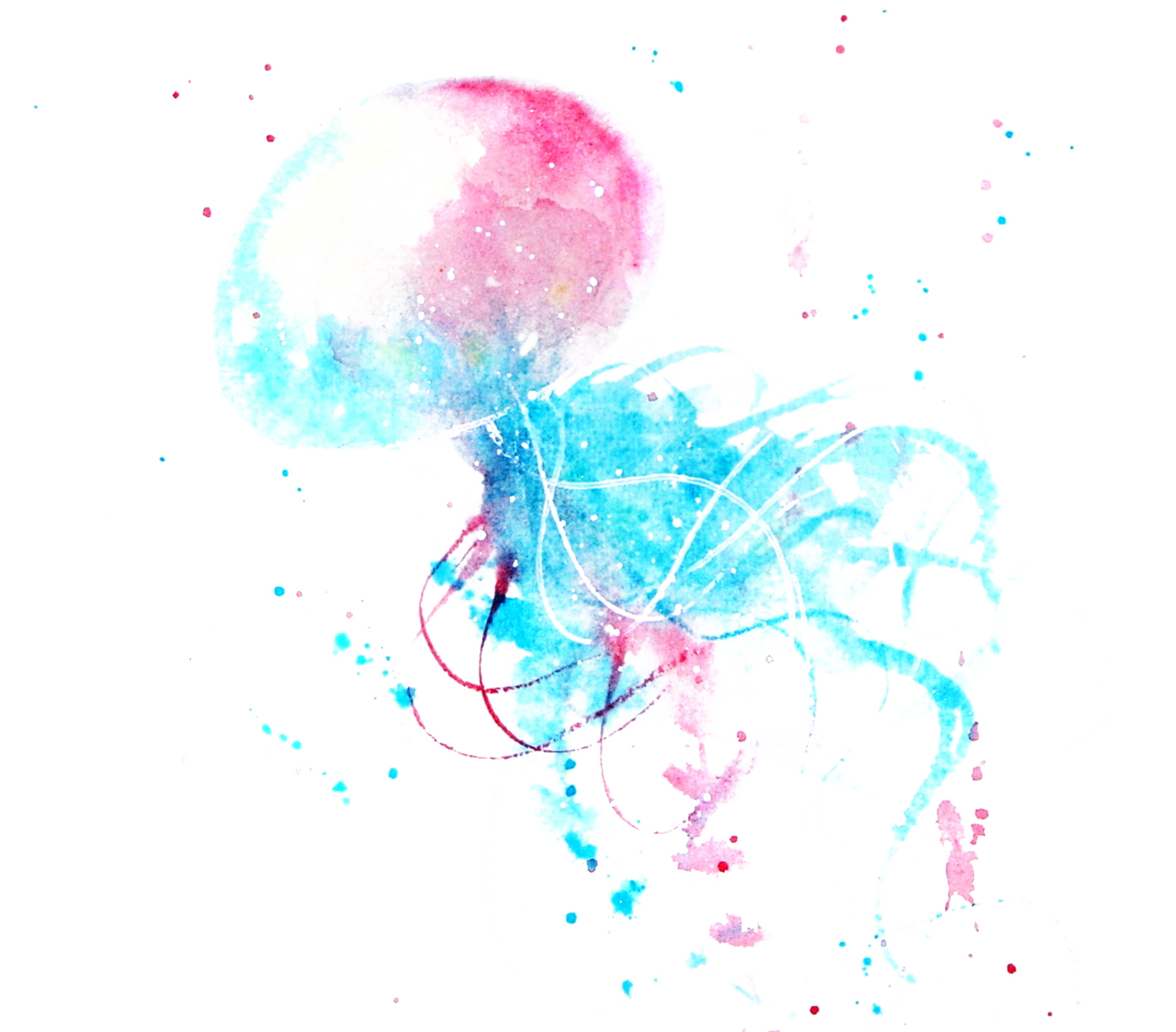 水彩水母png免费下载 图星人