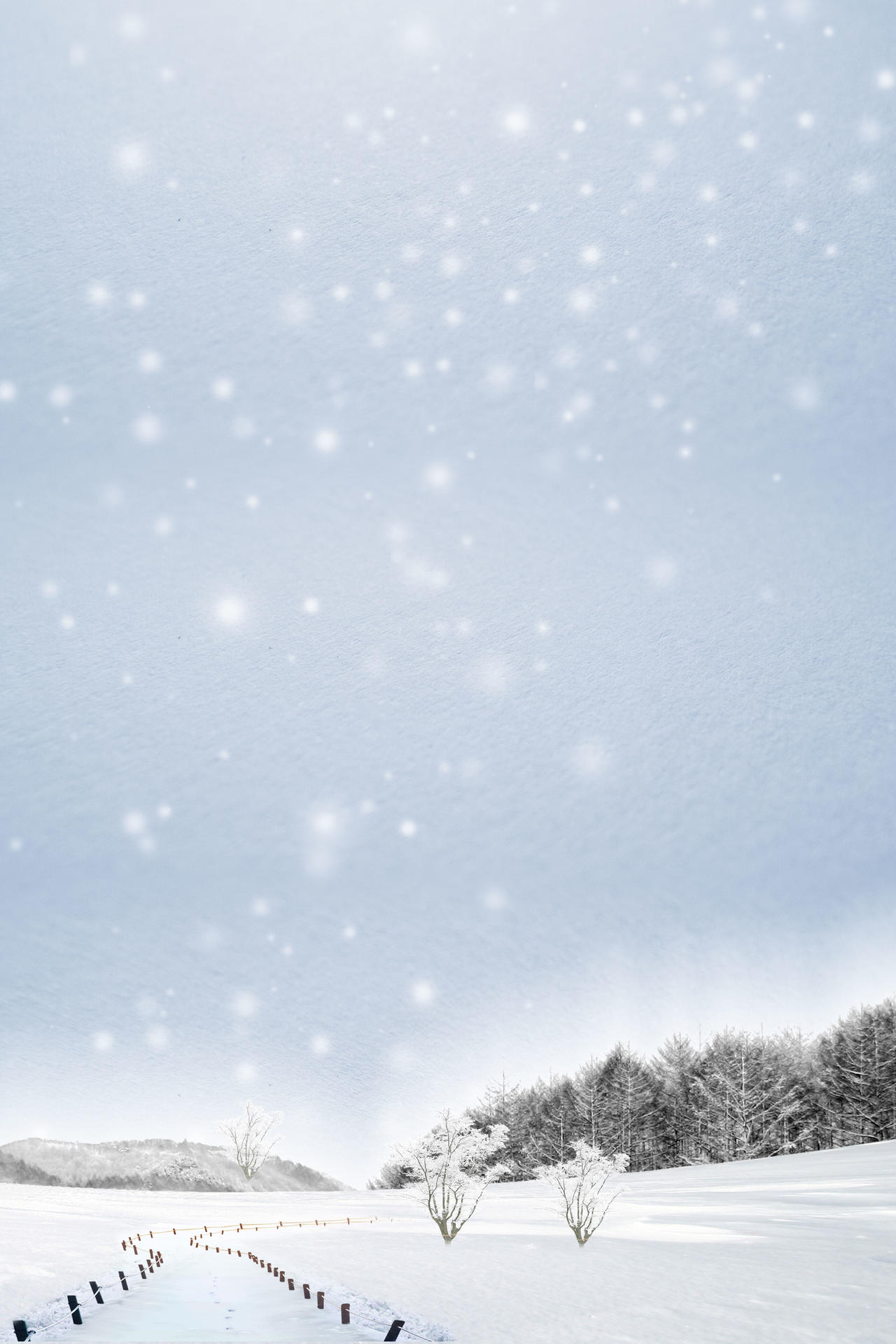 简约清新自然雪地下雪雪景大雪小雪海报背景素材