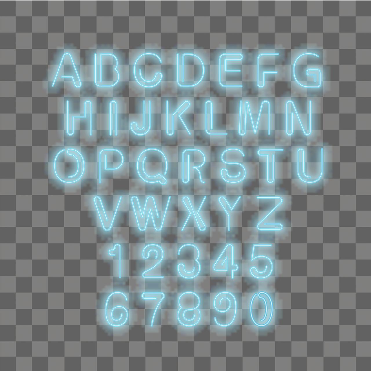 数字字母组合蓝色霓虹灯素材