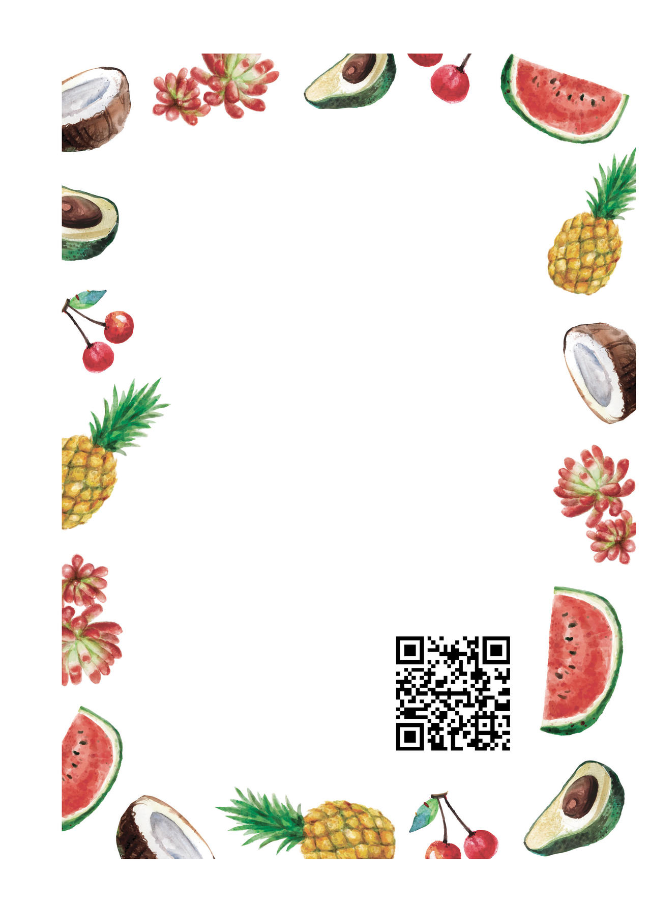 白色背景水果店2019手机扫码二维码海报背景图