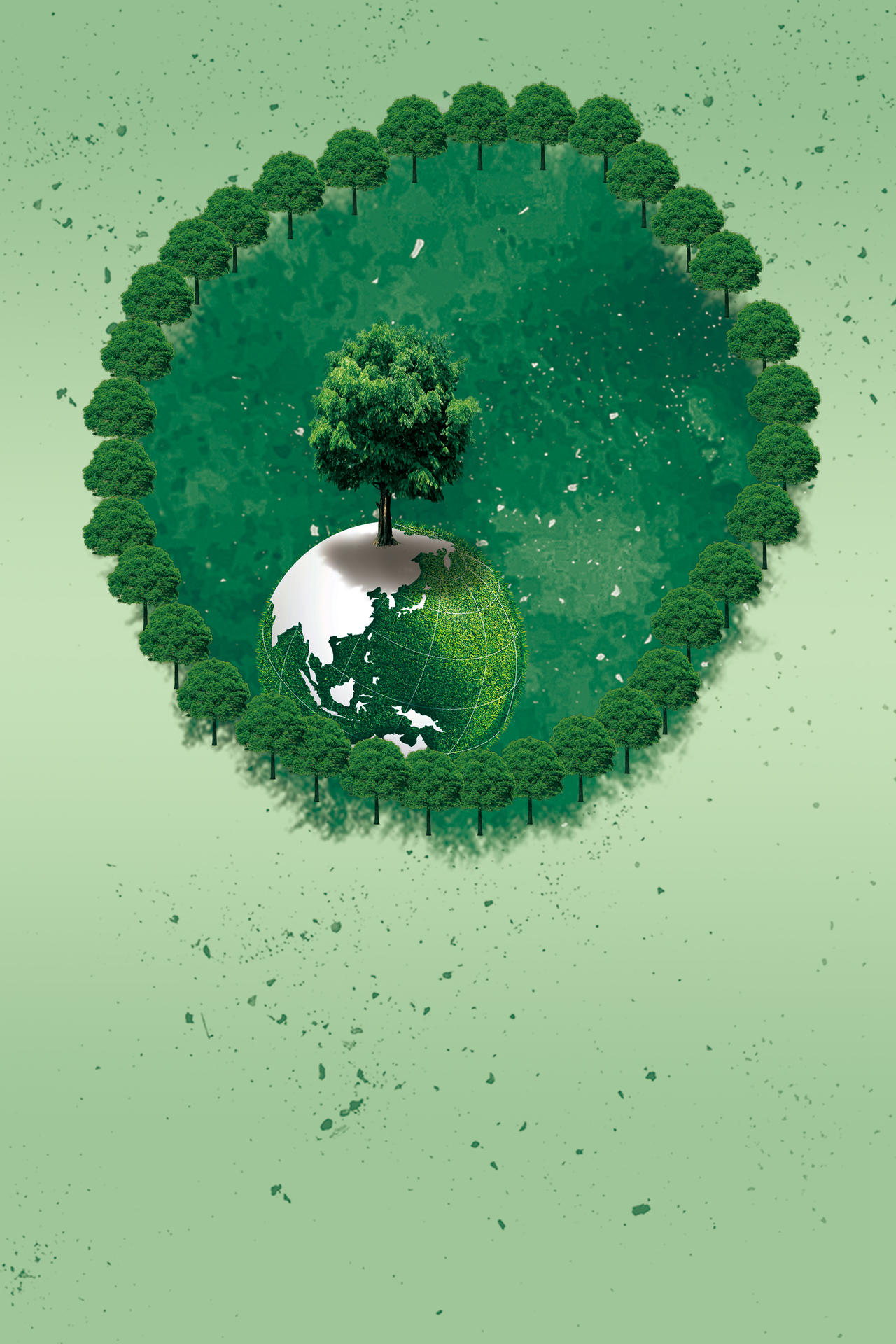 地球超大树312植树节绿色环保海报背景