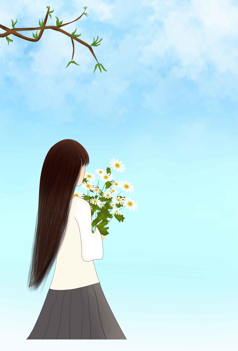 女孩鲜花2月你好月份海报背景psd免费下载 图星人 女孩鲜花2月你好月份海报背景psd免费下载 图星人