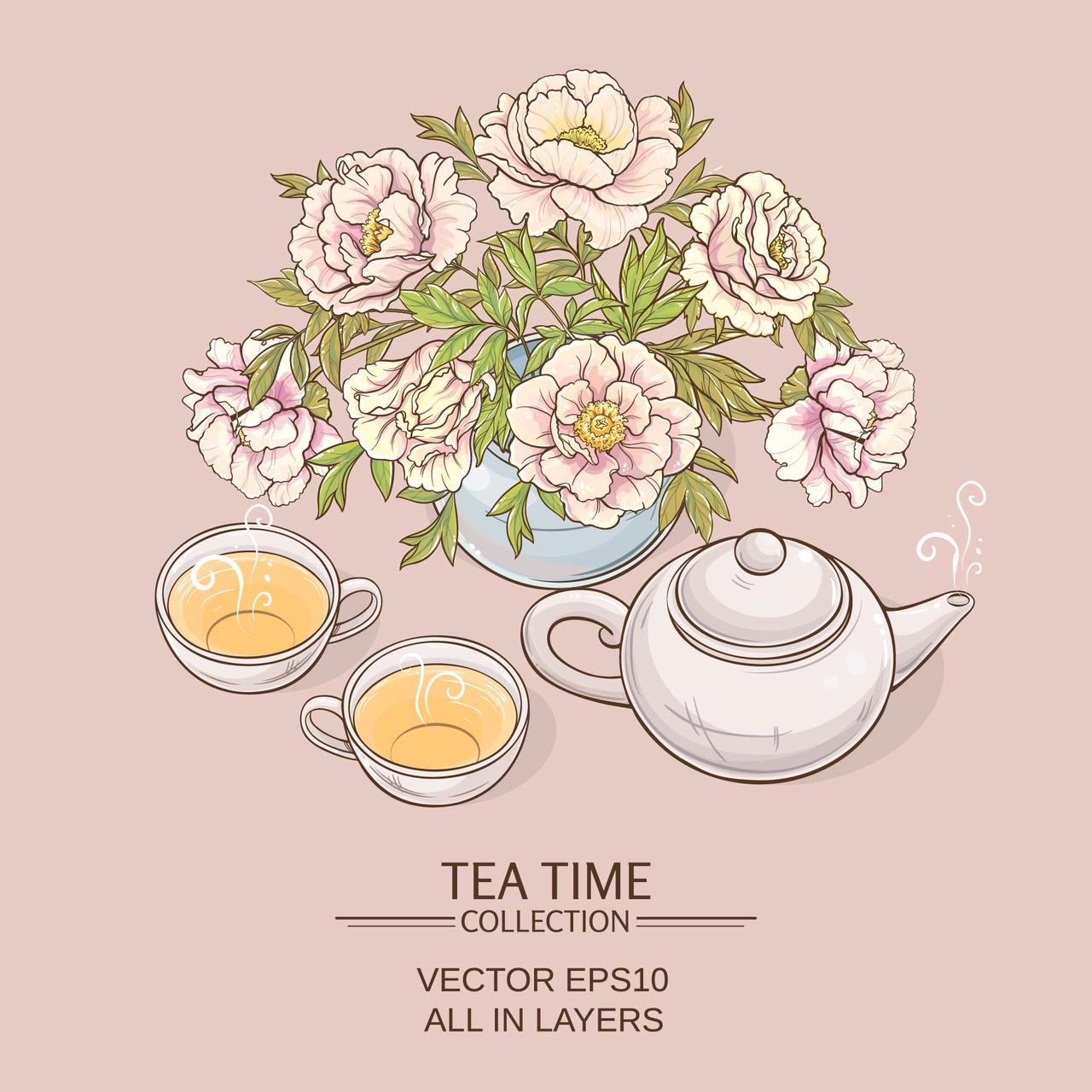 茶杯茶具粉红简约清新茶壶素材