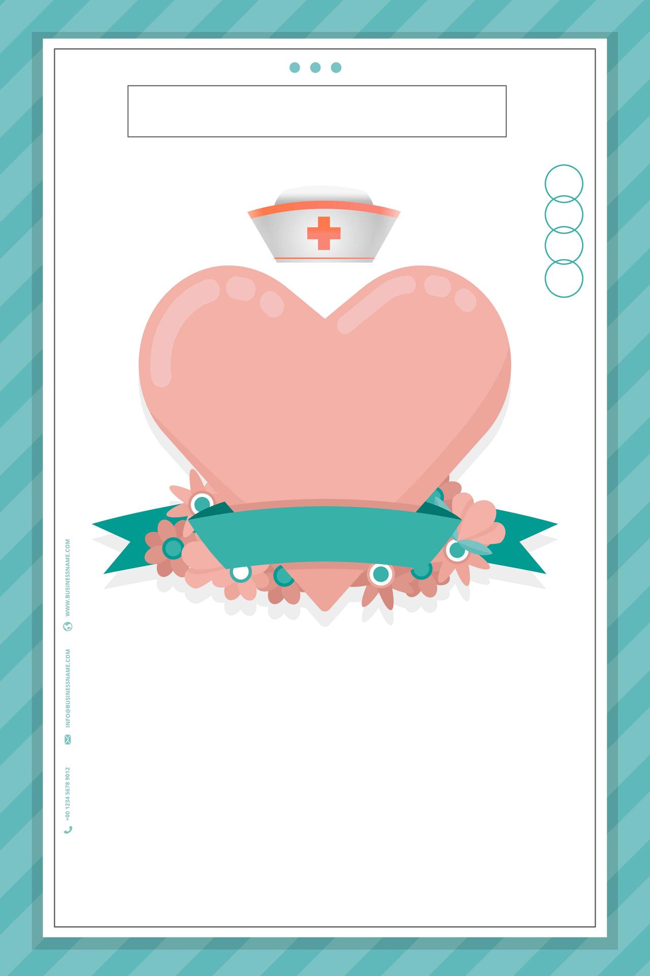 绿边粉红爱心卡通512国际护士节白衣天使海报背景
