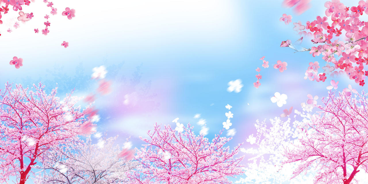 樱花春暖花开春天浪漫桃花花朵桃花节宣传海报粉色背景素材