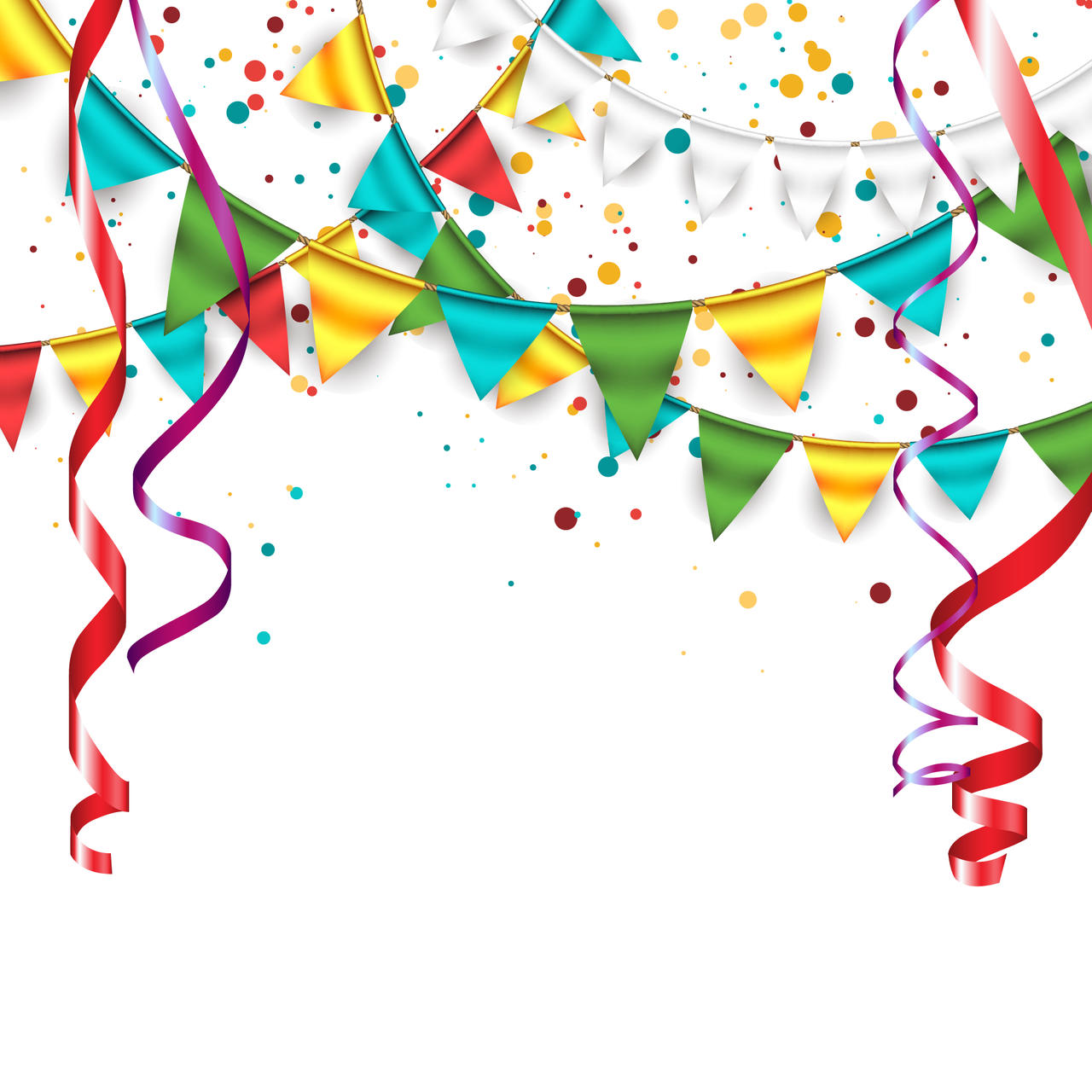 生日派对彩带气球庆祝蜡烛国庆节矢量图