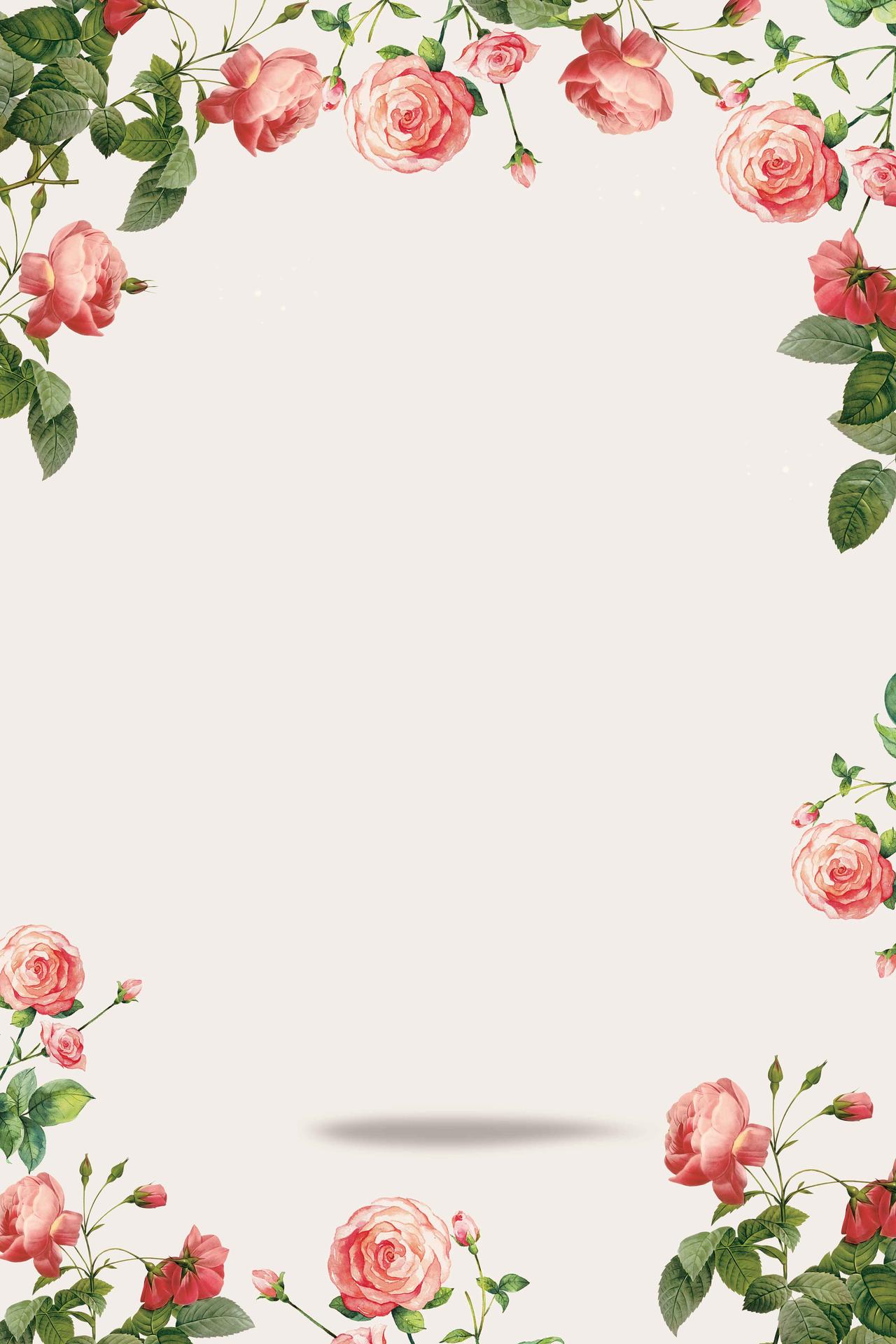 粉色花卉绿叶清晰美容护肤品化妆品海报背景