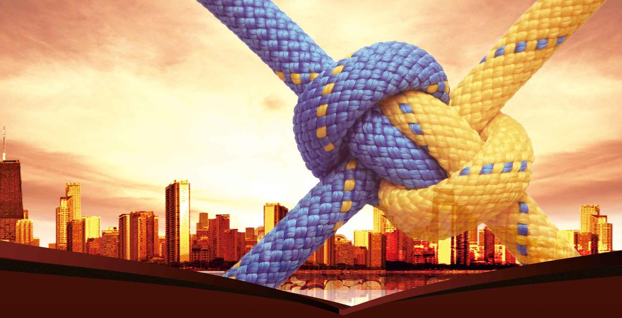 五彩城市绳子风景企业文化展板海报背景